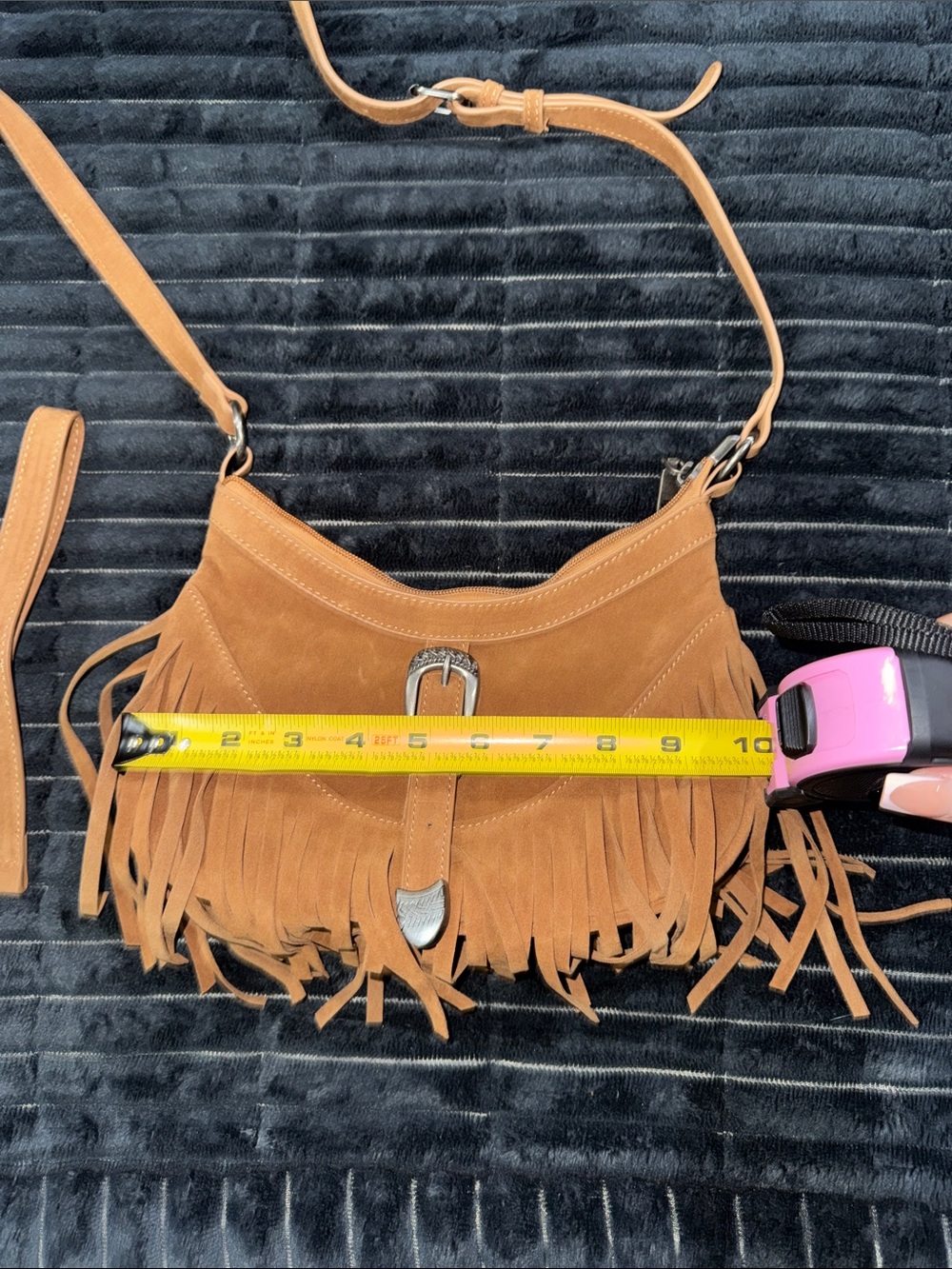 Fringe Suede Crossbody Bag - Brown - Picture 5 of 5